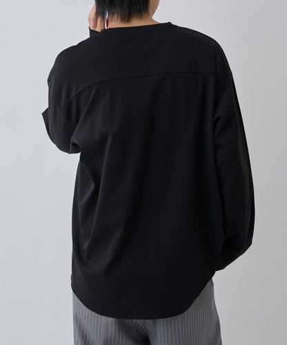 【AW】漸變棉圓弧下襬長袖T恤