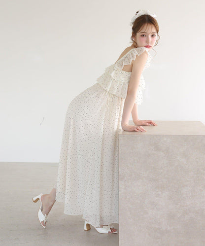 【可以成為天使！？】側邊蝴蝶結荷葉邊吊帶連衣裙