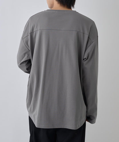 【AW】漸變棉圓弧下襬長袖T恤