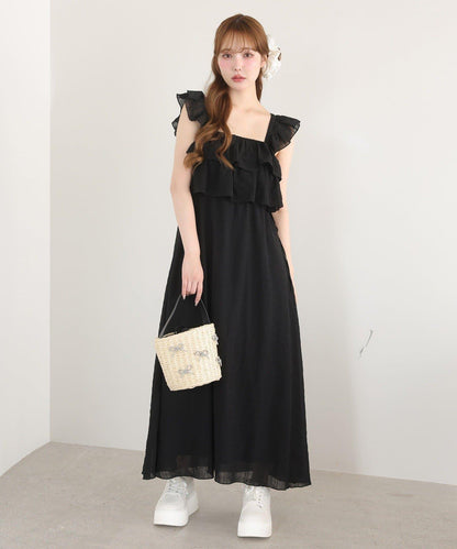 【可以成為天使！？】側邊蝴蝶結荷葉邊吊帶連衣裙