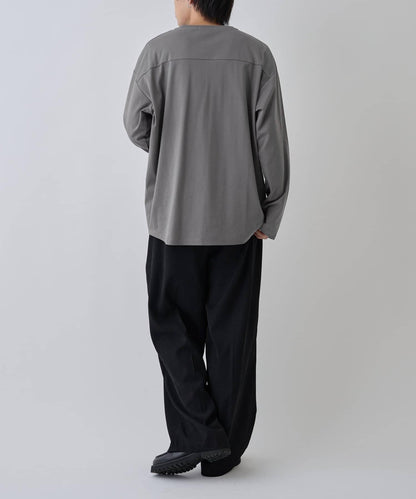 【AW】漸變棉圓弧下襬長袖T恤