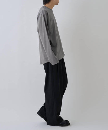 【AW】漸變棉圓弧下襬長袖T恤