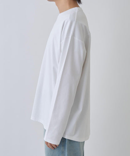 【AW】漸變棉圓弧下襬長袖T恤