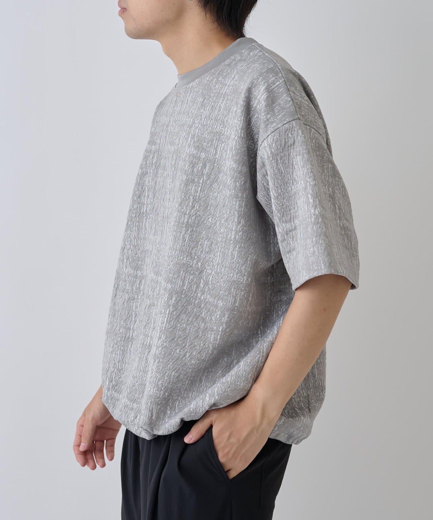 蓬鬆提花短袖T恤