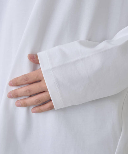 【AW】漸變棉圓弧下襬長袖T恤