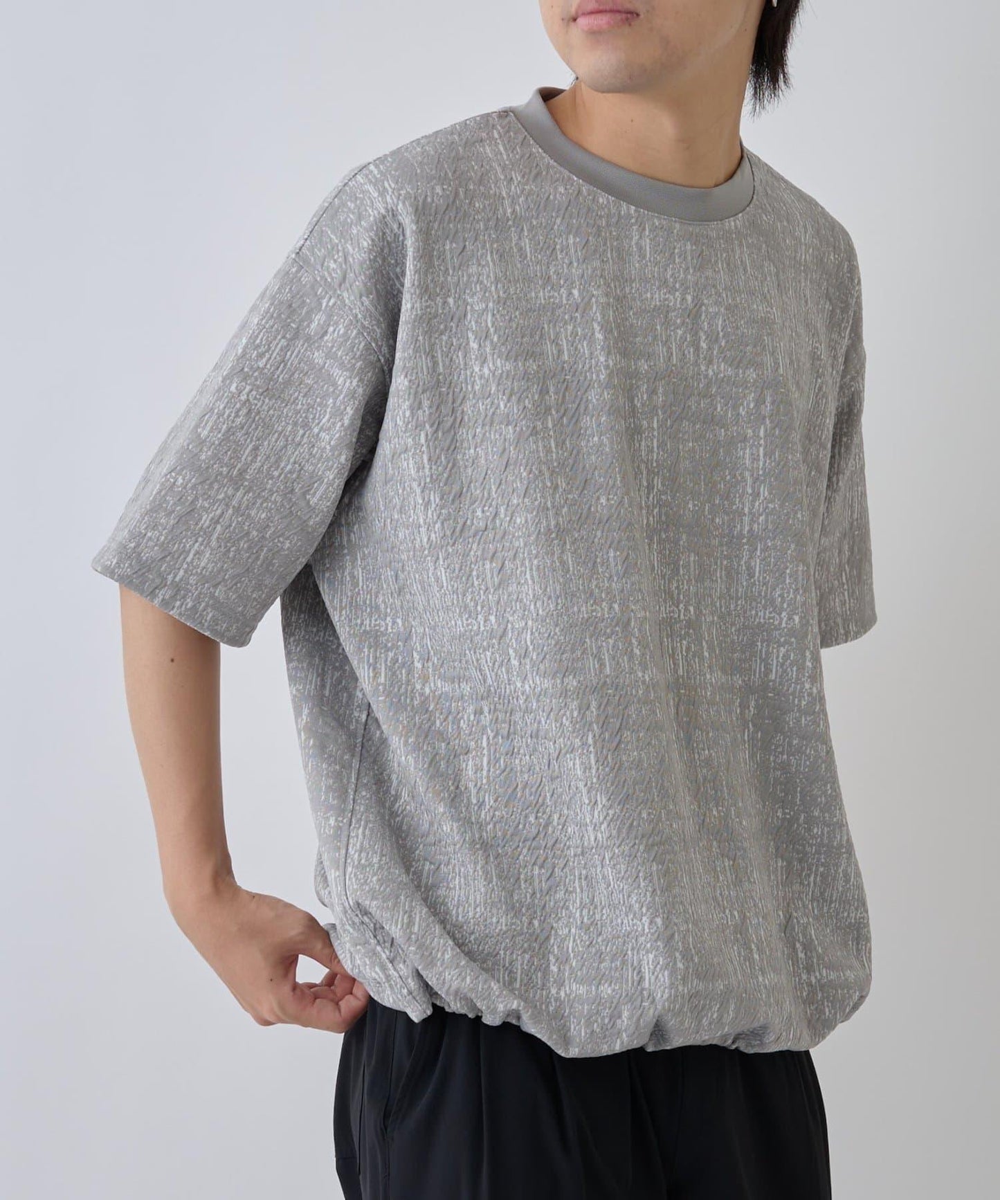 蓬鬆提花短袖T恤