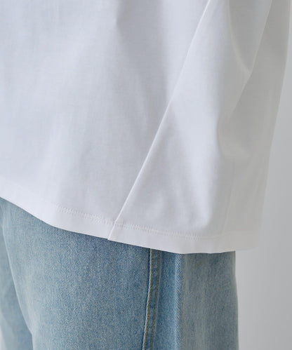 【AW】漸變棉圓弧下襬長袖T恤