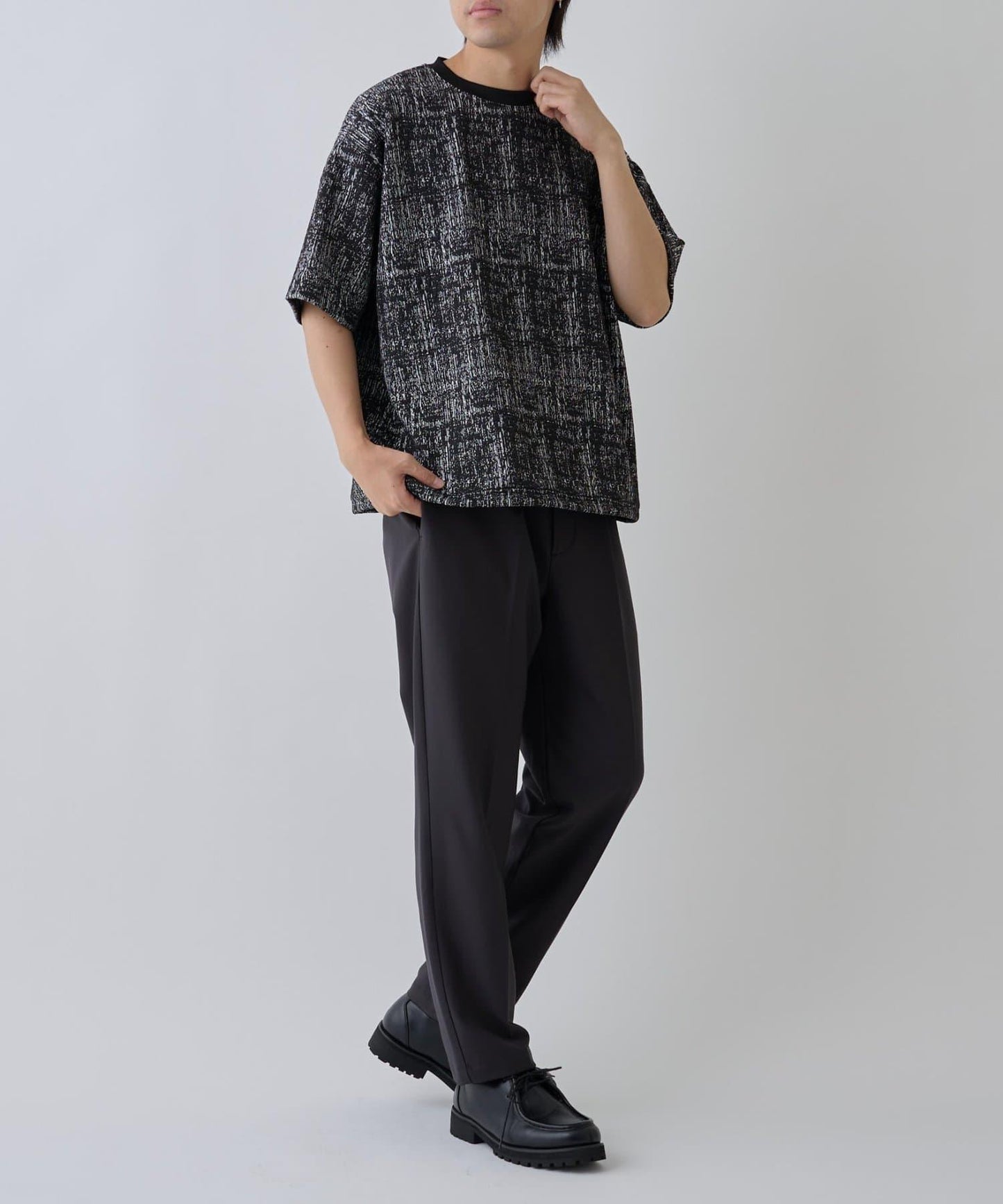 蓬鬆提花短袖T恤