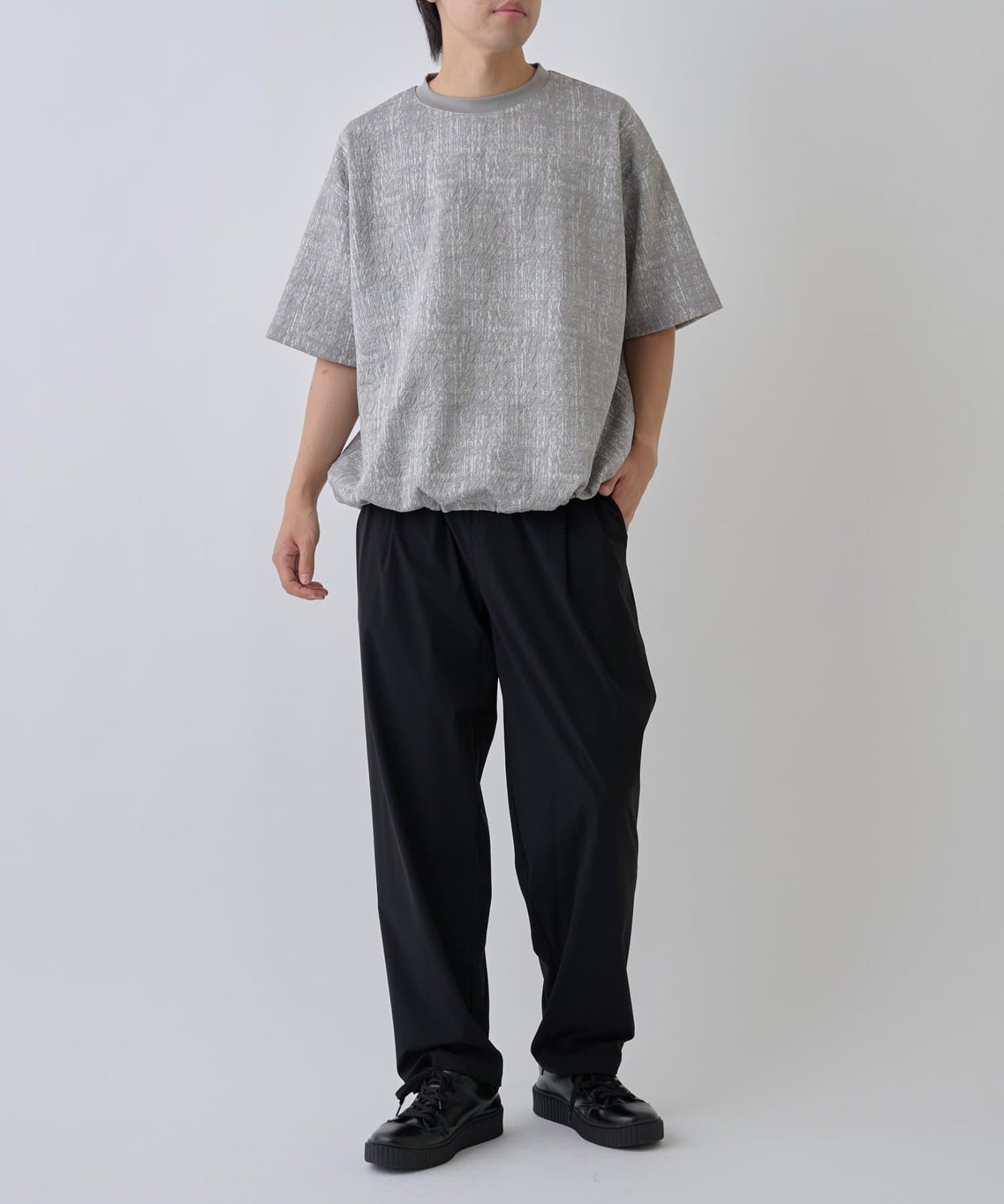 蓬鬆提花短袖T恤