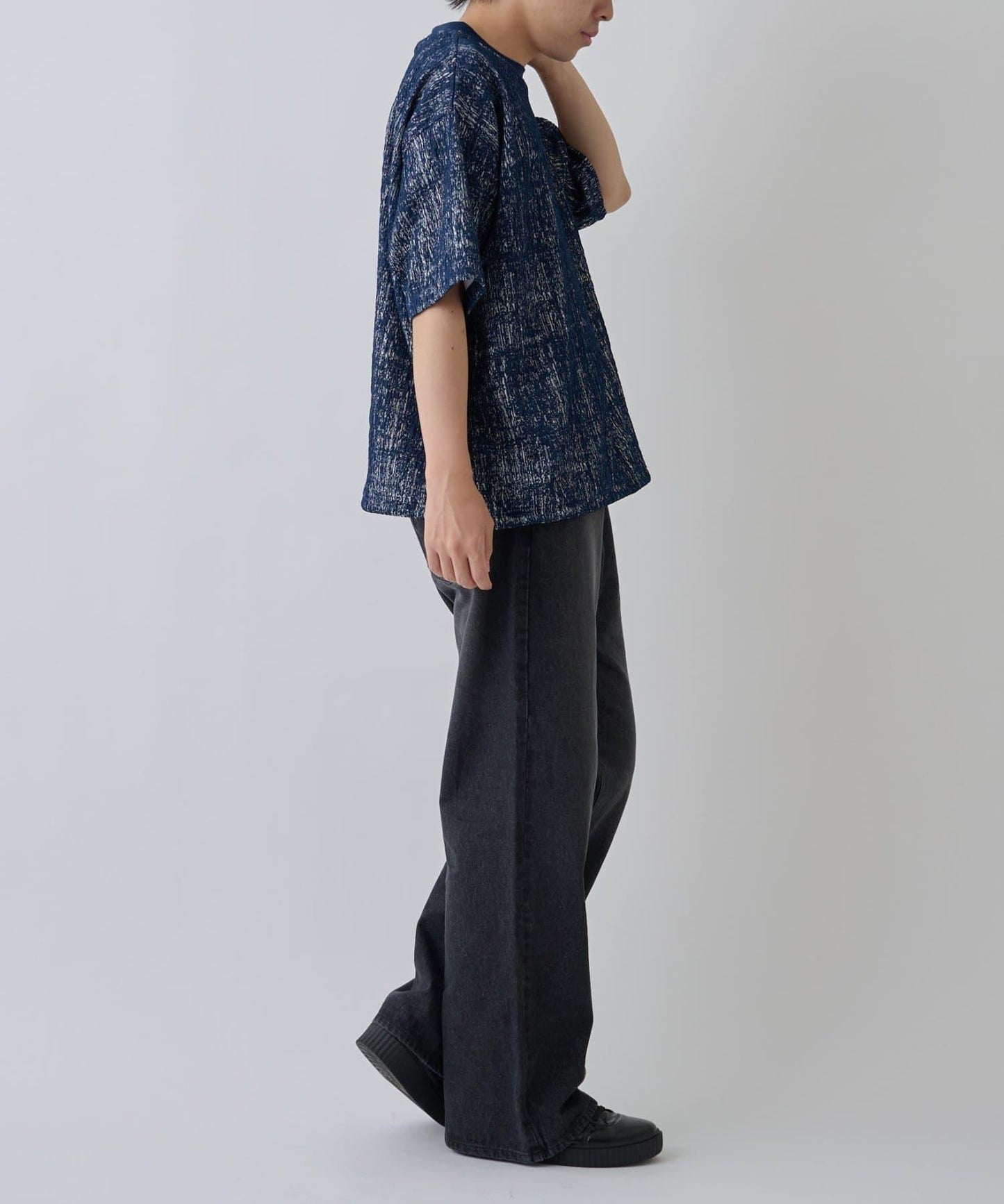 蓬鬆提花短袖T恤