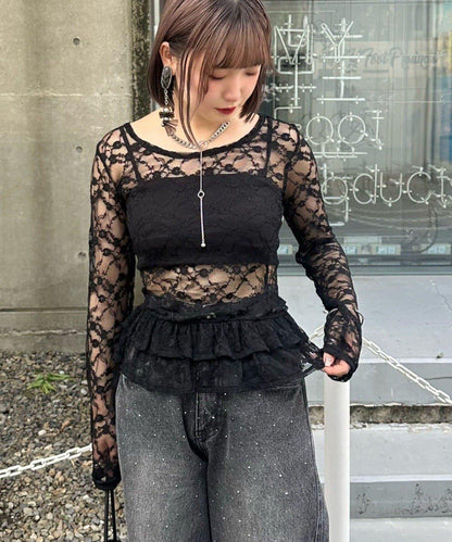 蕾絲蓬蓬袖上衣