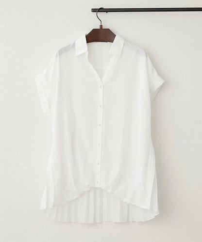 後背褶領口襯衫女裝