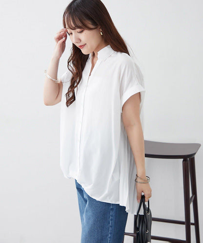 後背褶領口襯衫女裝