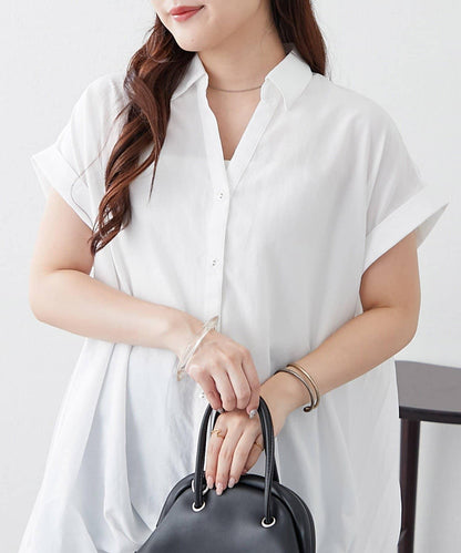 後背褶領口襯衫女裝