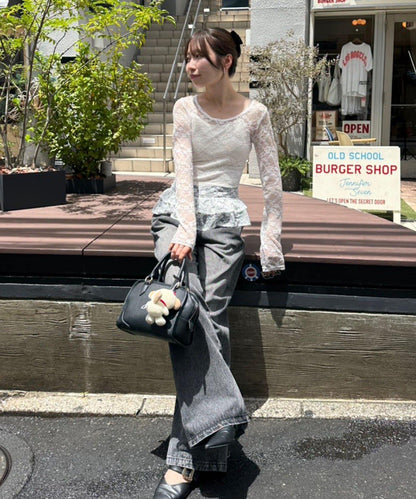 蕾絲蓬蓬袖上衣