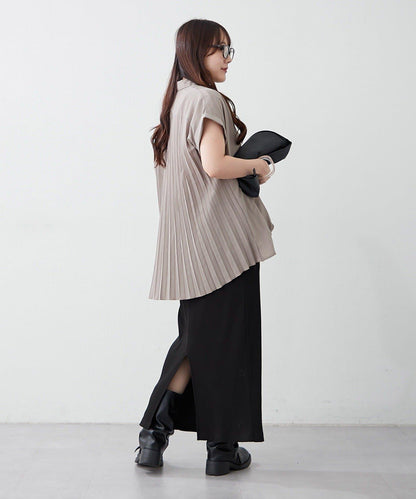 後背褶領口襯衫女裝