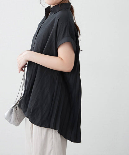 後背褶領口襯衫女裝