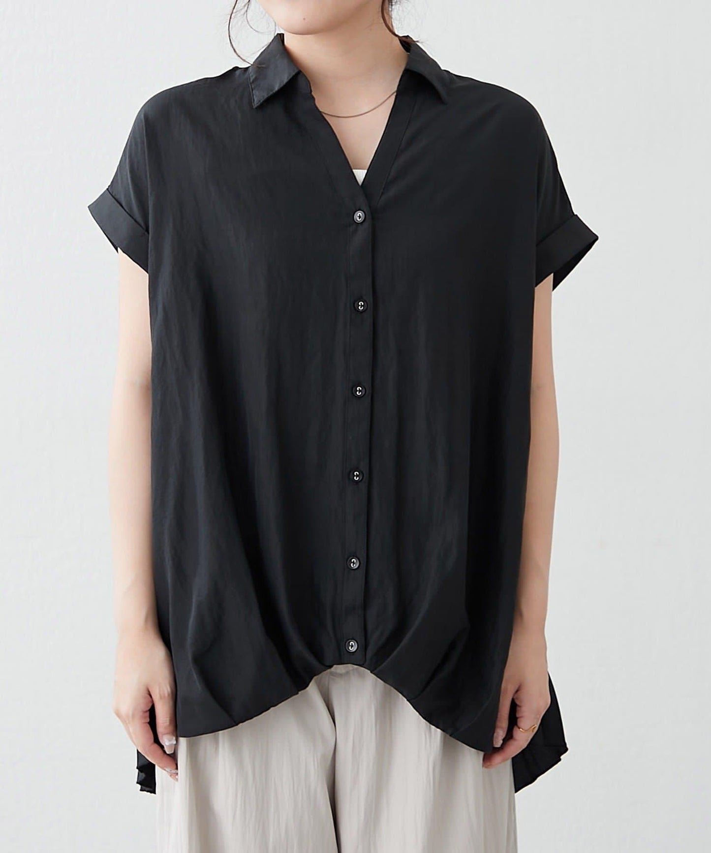 後背褶領口襯衫女裝