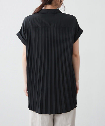 後背褶領口襯衫女裝