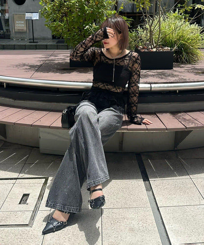 蕾絲蓬蓬袖上衣