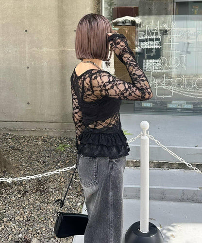 蕾絲蓬蓬袖上衣