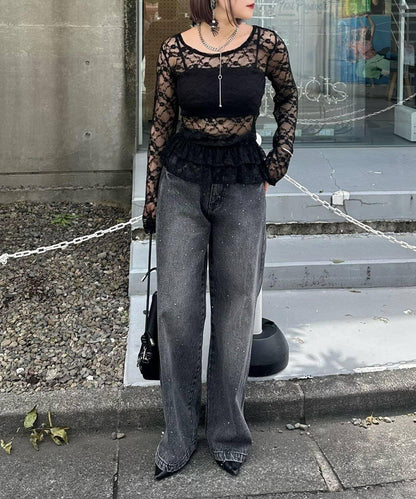 蕾絲蓬蓬袖上衣