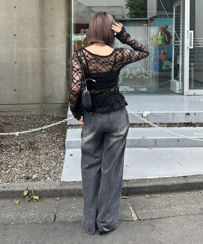 蕾絲蓬蓬袖上衣