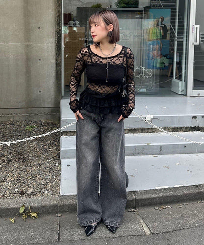 蕾絲蓬蓬袖上衣