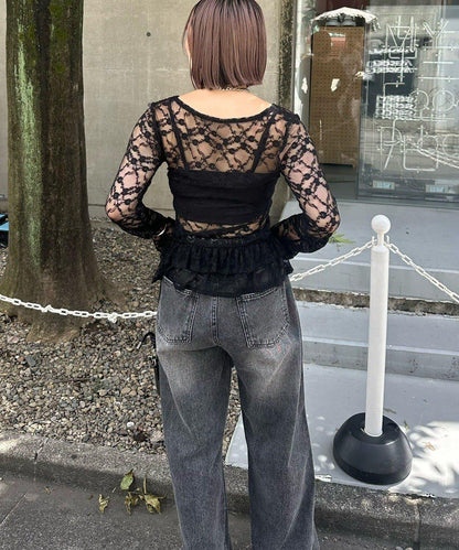 蕾絲蓬蓬袖上衣