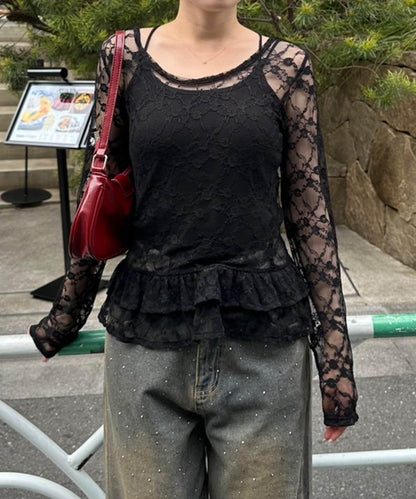 蕾絲蓬蓬袖上衣