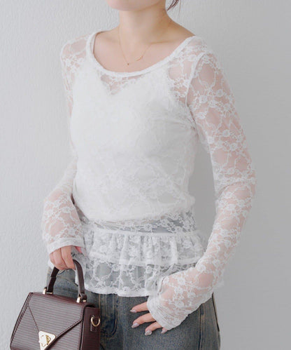 蕾絲蓬蓬袖上衣