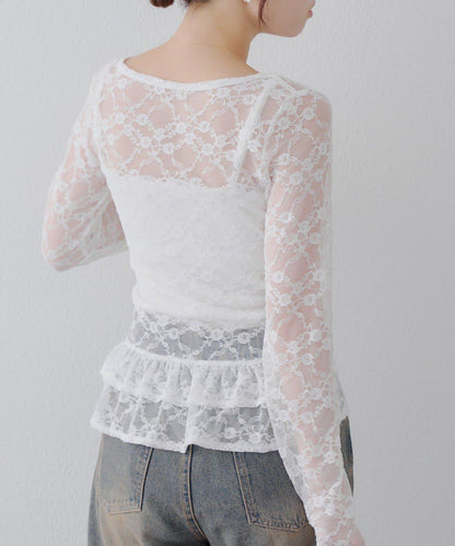 蕾絲蓬蓬袖上衣