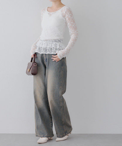 蕾絲蓬蓬袖上衣