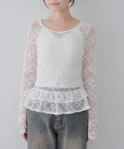 蕾絲蓬蓬袖上衣