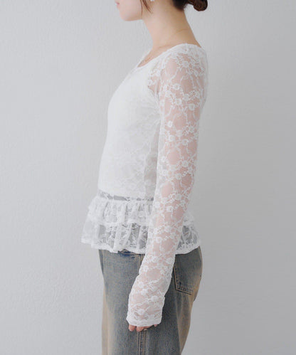 蕾絲蓬蓬袖上衣