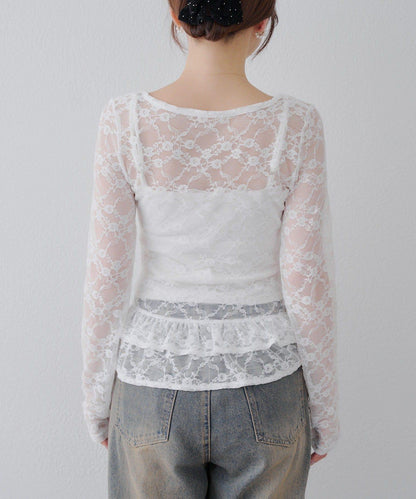 蕾絲蓬蓬袖上衣