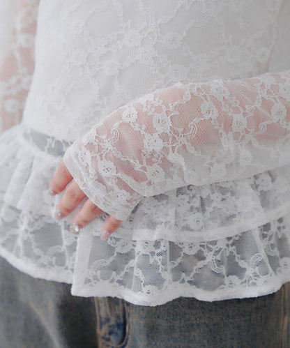 蕾絲蓬蓬袖上衣