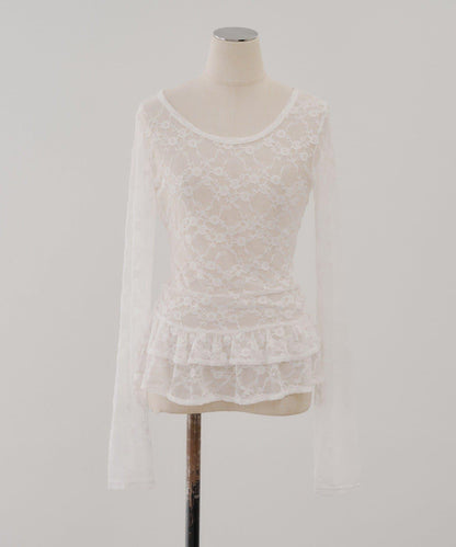 蕾絲蓬蓬袖上衣