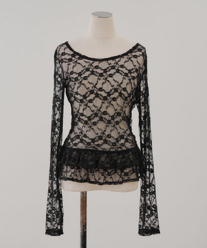 蕾絲蓬蓬袖上衣