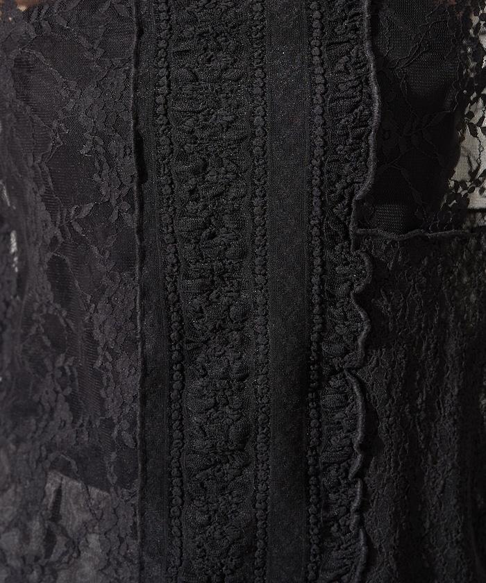 レースパッチワークロングスリーブトップス【限定展開】