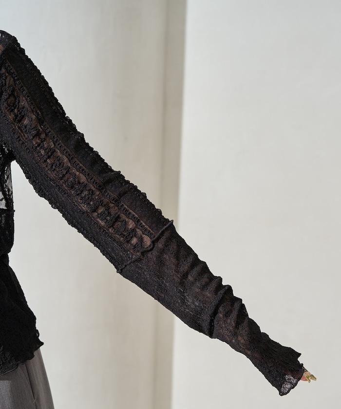 レースパッチワークロングスリーブトップス【限定展開】