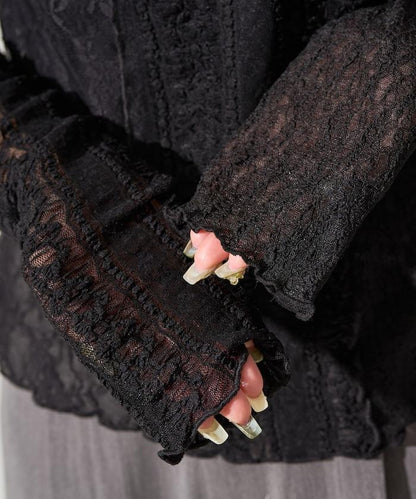 レースパッチワークロングスリーブトップス【限定展開】