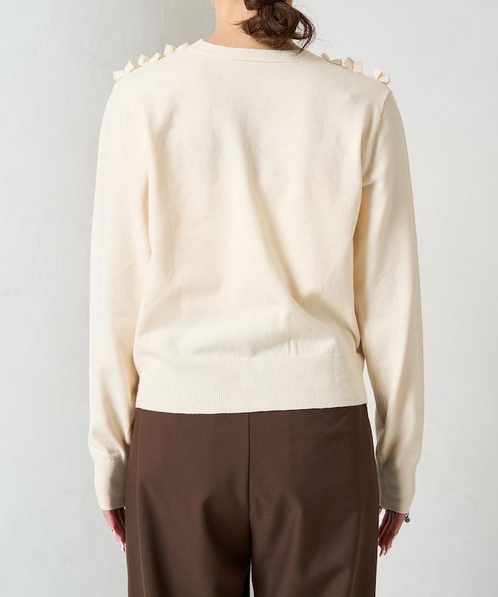 迷你荷葉邊V領針織開衫