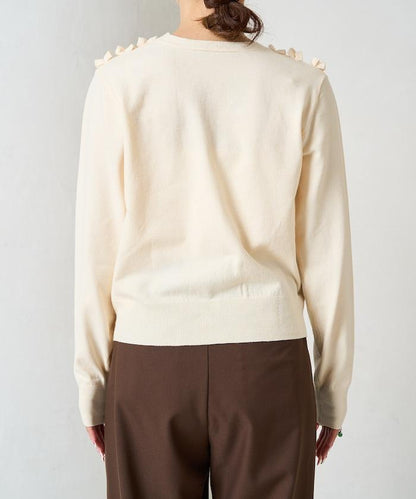 迷你荷葉邊V領針織開衫