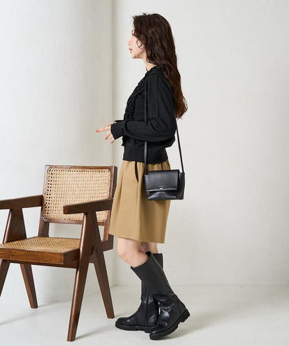 迷你荷葉邊V領針織開衫