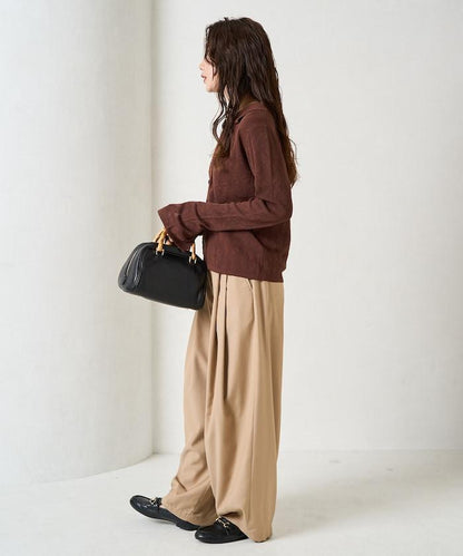 麻觸感 花朵提花開衫