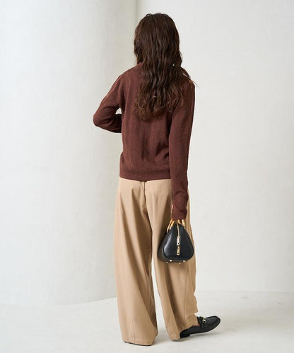 麻觸感 花朵提花開衫