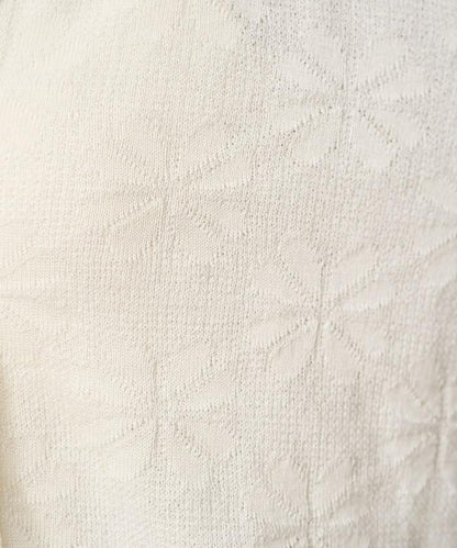 麻觸感 花朵提花開衫