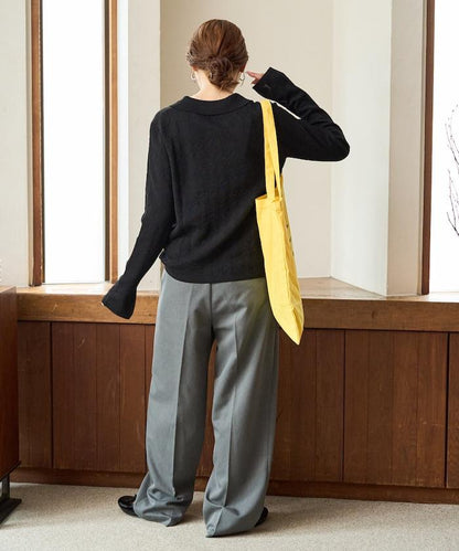 麻觸感 花朵提花開衫