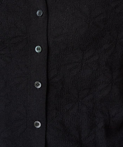 麻觸感 花朵提花開衫